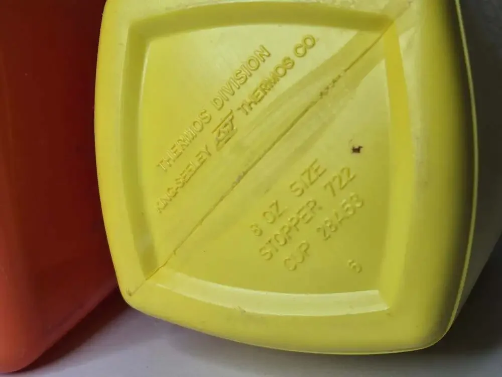 Vintage 1965 Peanuts 'Lunchtime with Snoopy' Orange Plastic Lunch Box w/ Thermos